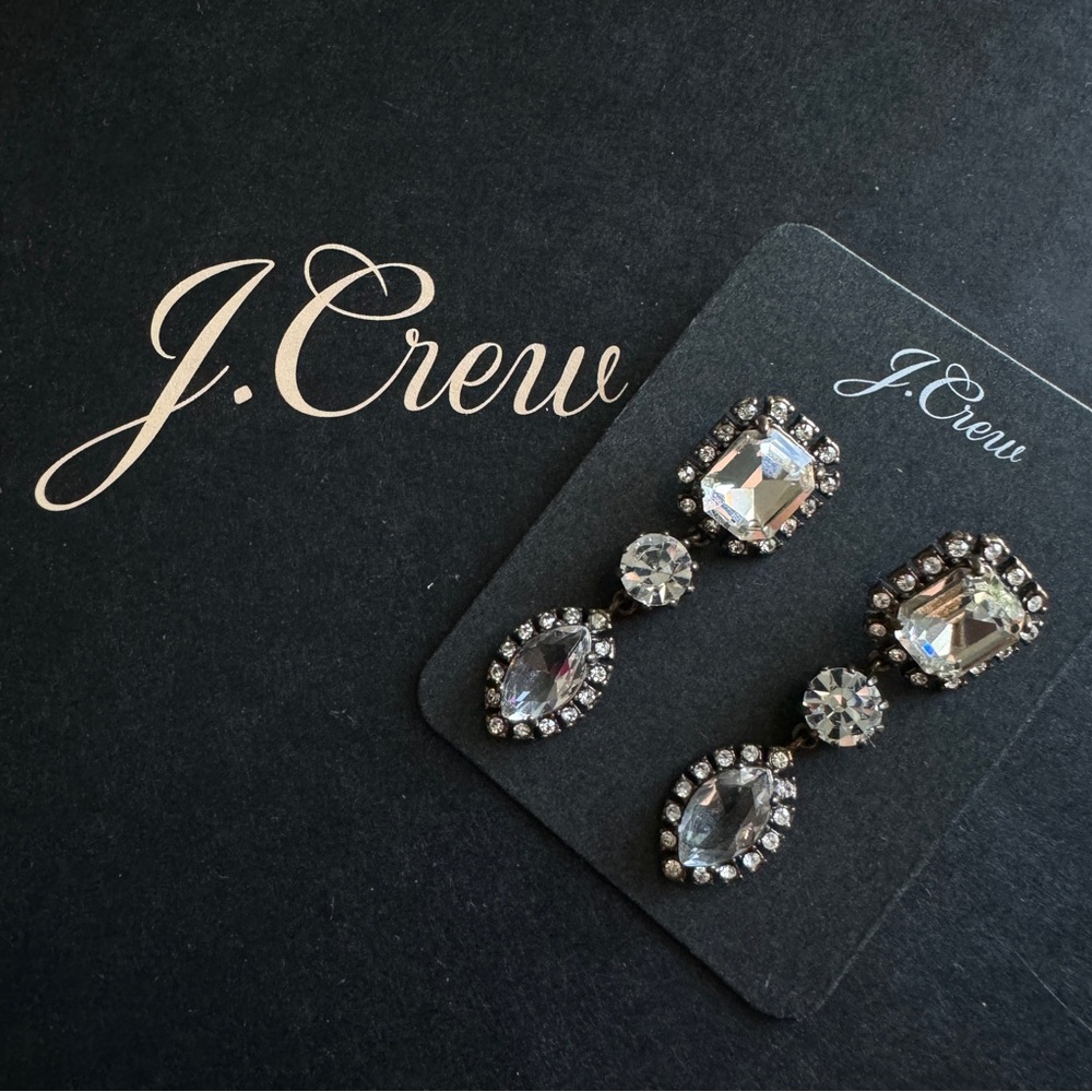 🌺 J. Crew clear crystal statement earrings